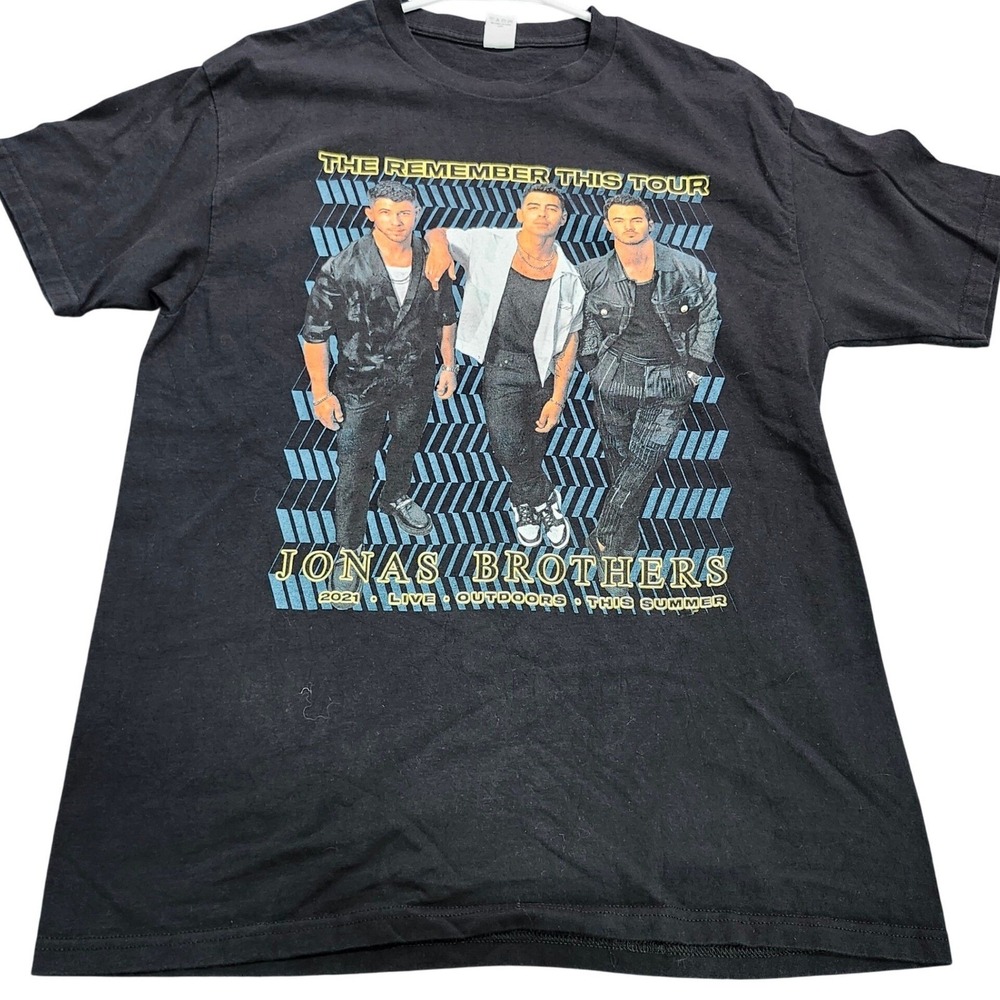 Jonas Brothers The Remember This Tour 2021 Black Graphic T-Shirt Mens Large L